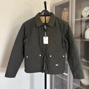 Knickerbocker Suffolk Reversible Khaki Forest Green Quilted Jacket S NEW Coat